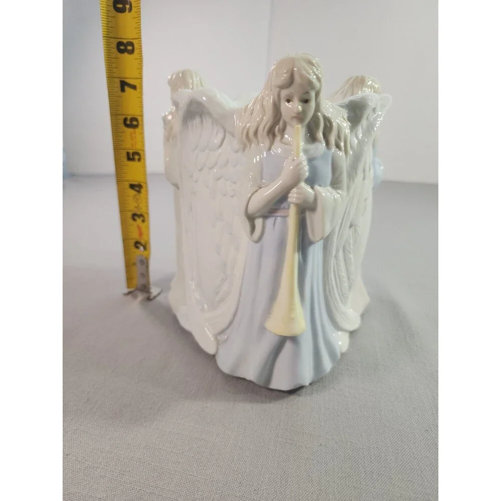 Ceramic Angel Choir Candle Holder Figurine Votive Tealight Pastel Color